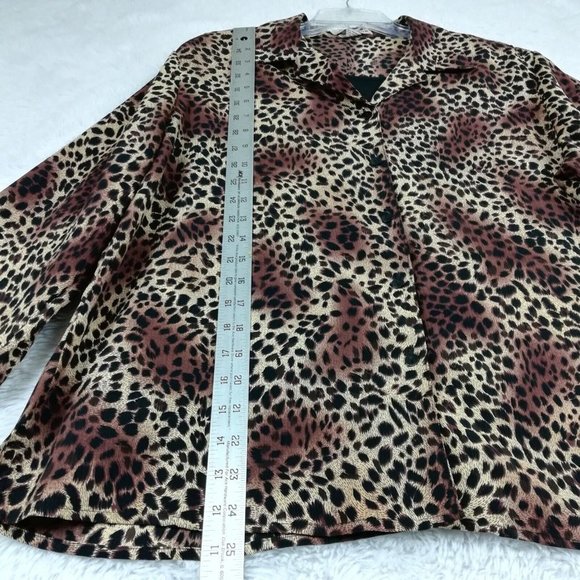 Notations Womens Blazer Cheetah Print‎ Undershirt Button Front Stretch XL - Picture 3 of 10